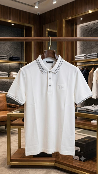 Branded  White Signature Polo Shirt – Premium Smart Casual Luxury Wear