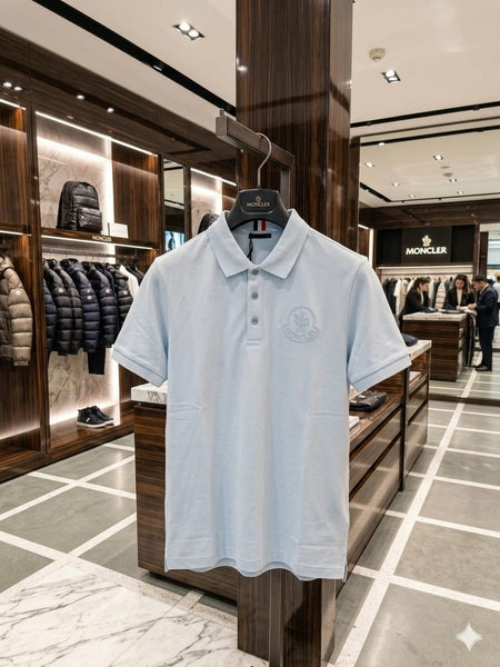 Branded Ice Blue Signature Polo Shirt – Premium Designer Smart Casual Wear