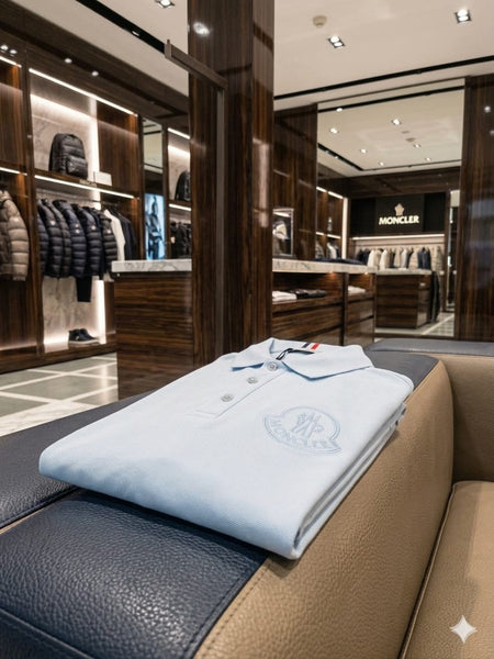 Branded Ice Blue Signature Polo Shirt – Premium Designer Smart Casual Wear