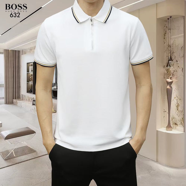 Premium Half-Zip Polo T-Shirt for Men – Elegant Casual Wear
