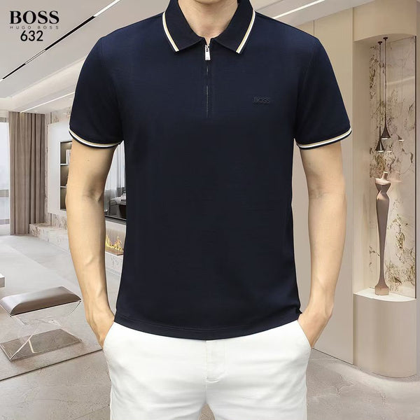 Premium Half-Zip Polo T-Shirt for Men – Elegant Casual Wear