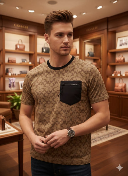 Luxury Brown Pattern T-Shirt for Men – Modern Regular  Fit Fashion