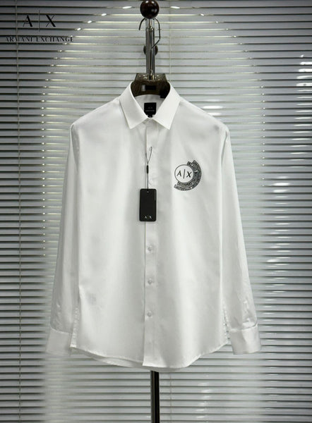 Men’s Premium Logo Print Formal Shirt – Full Sleeve Regular Fit