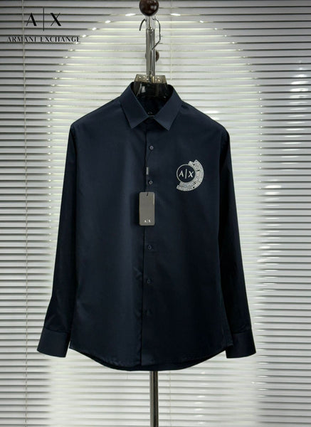 Men’s Premium Logo Print Formal Shirt – Full Sleeve Regular Fit