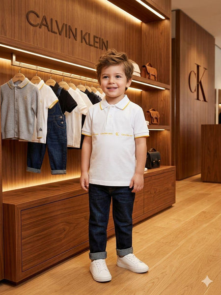 Kids Premium  Polo T-Shirt with Gold Accent Detailing