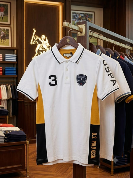 Men’s Premium Contrast Panel Polo T-Shirt – Classic Sports Fit