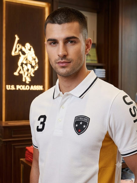Men’s Premium Contrast Panel Polo T-Shirt – Classic Sports Fit
