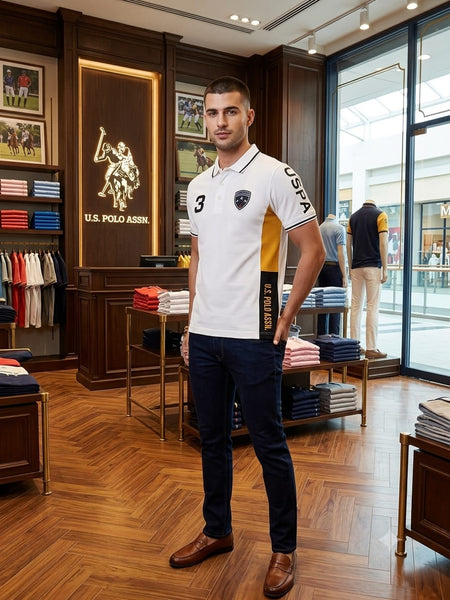 Men’s Premium Contrast Panel Polo T-Shirt – Classic Sports Fit