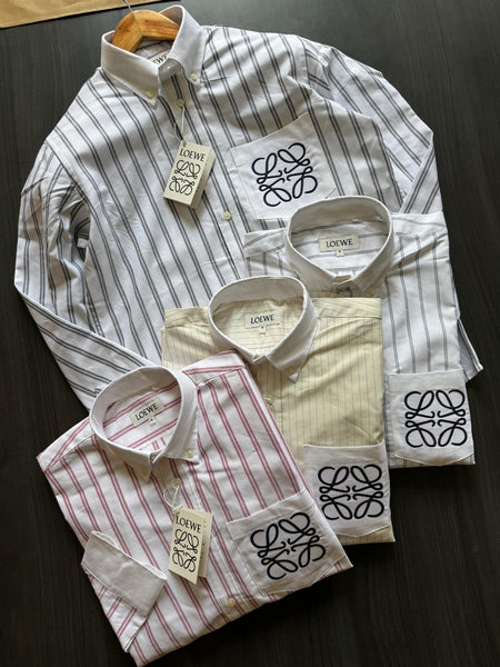 Men’s Premium Striped  Shirt  Embroidered Anagram Pocket Design