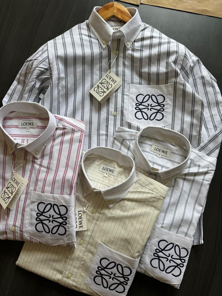 Men’s Premium Striped  Shirt  Embroidered Anagram Pocket Design