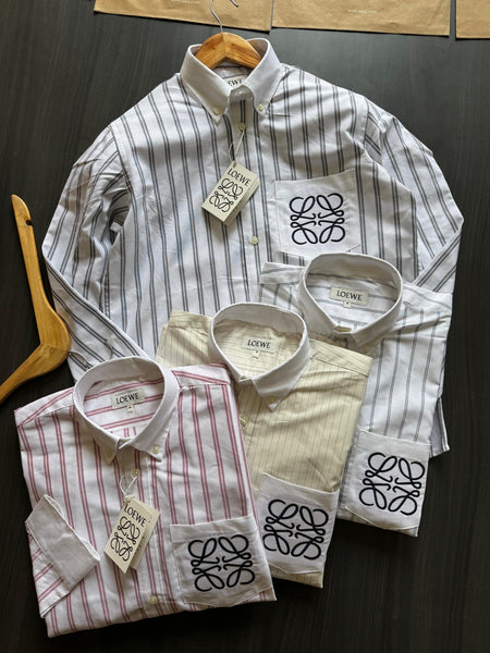 Men’s Premium Striped  Shirt  Embroidered Anagram Pocket Design