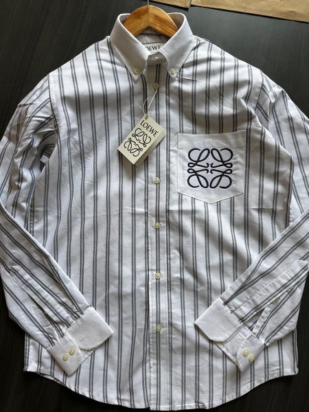Men’s Premium Striped  Shirt  Embroidered Anagram Pocket Design