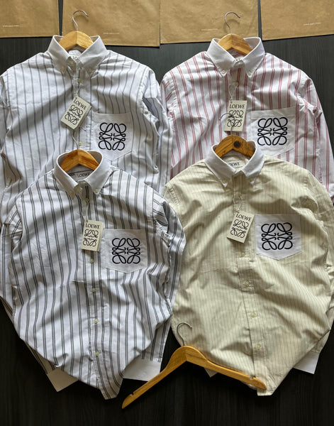 Men’s Premium Striped  Shirt  Embroidered Anagram Pocket Design