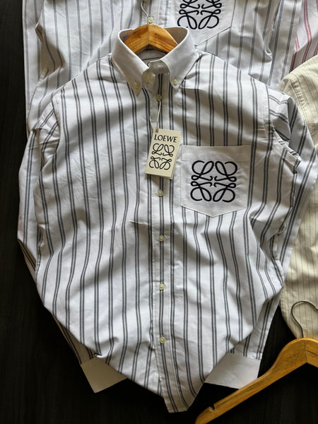 Men’s Premium Striped  Shirt  Embroidered Anagram Pocket Design