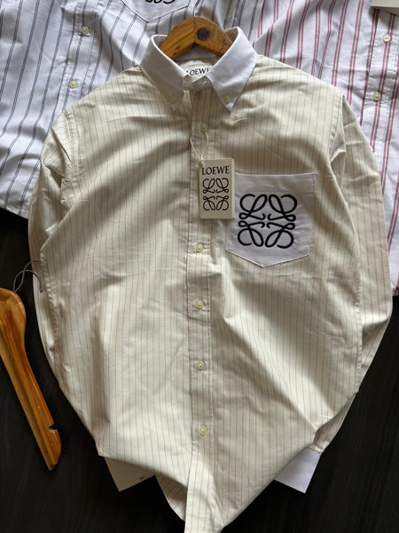 Men’s Premium Striped  Shirt  Embroidered Anagram Pocket Design