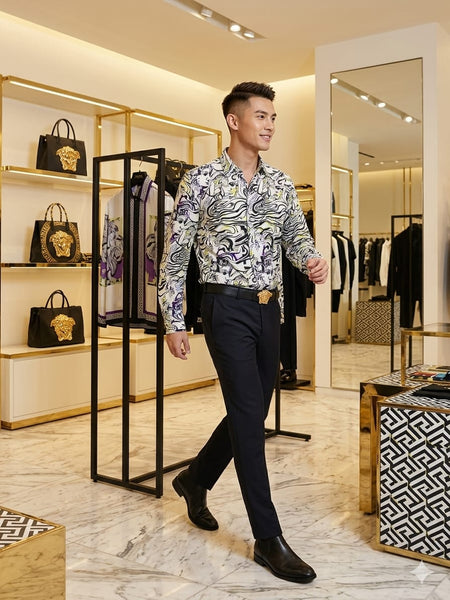 Men’s Premium Baroque Art Print Shirt – Luxury Statement Edition