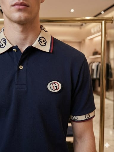 Premium Men’s Navy Blue Signature Collar Polo T-Shirt