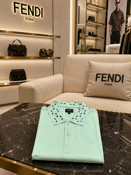 Branded Men’s Mint Green Designer Polo T-Shirt with Studded Collar