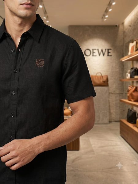 Men's Premium Black Solid Casual Shirt – Classic Half Sleeve Button-Down Shirt