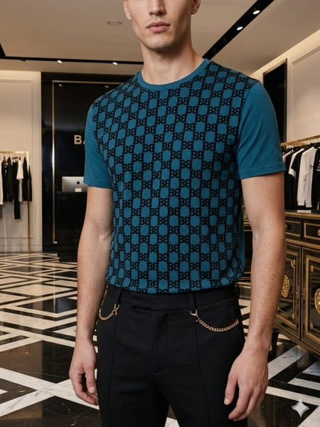 Premium Designer Pattern Blue T-Shirt for Men Stylish & Comfortable Fit