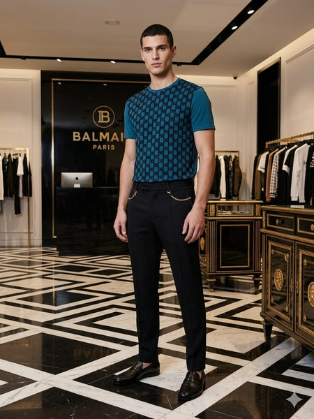 Premium Designer Pattern Blue T-Shirt for Men Stylish & Comfortable Fit