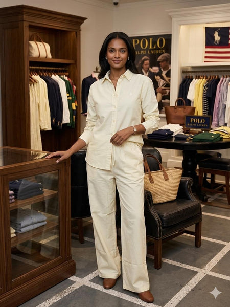 Premium Women’s Classic Cream Co-Ord Set – Elegant Casual Wear