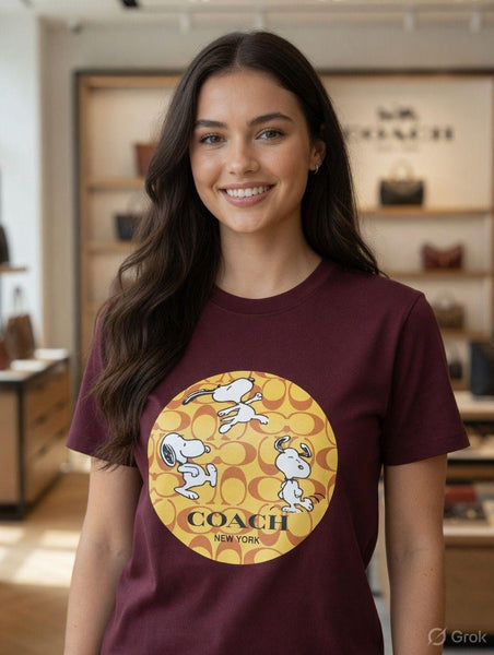 Premium Women’s Maroon Cartoon Print Casual T-Shirt