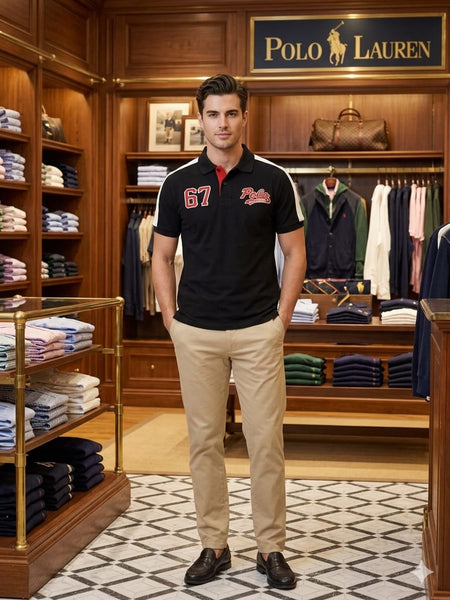 Premium Polo 67 Men’s Black Collar T-Shirt – Stylish Casual Fit