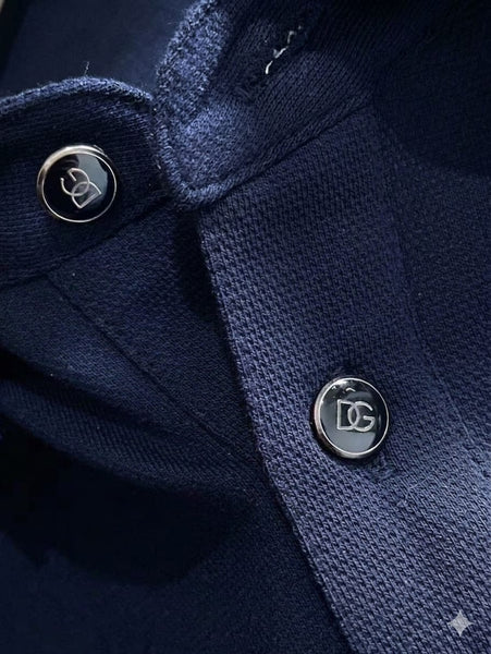 Premium Navy Blue Classic Polo T-Shirt With  Stripe Detailing