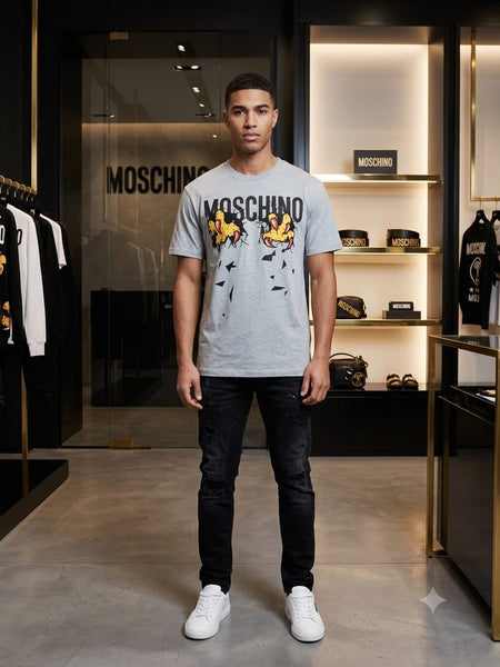 Luxury Branded Graphic Print Premium Grey T-Shirt For Men
