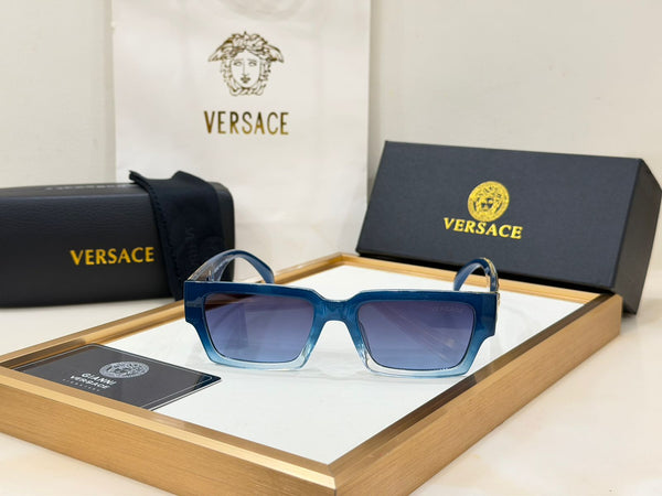 Luxury Square  Sunglasses with Gold Medusa-Inspired Temple Accent