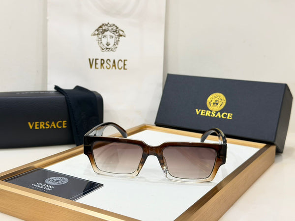 Luxury Square  Sunglasses with Gold Medusa-Inspired Temple Accent