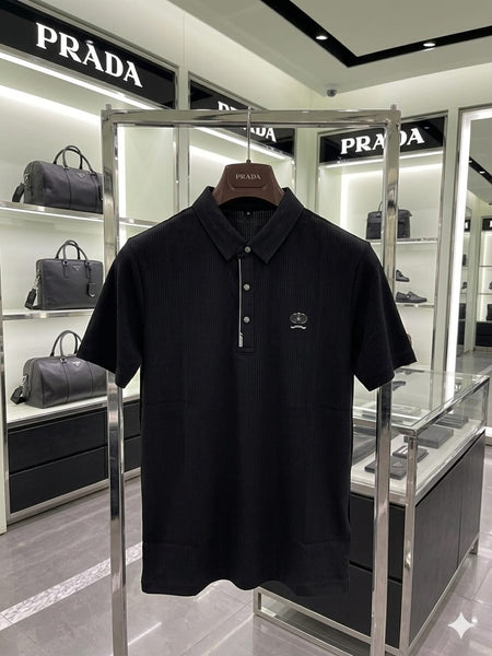 Premium Black Ribbed Polo T-Shirt – Modern Smart Casual Wear for Men