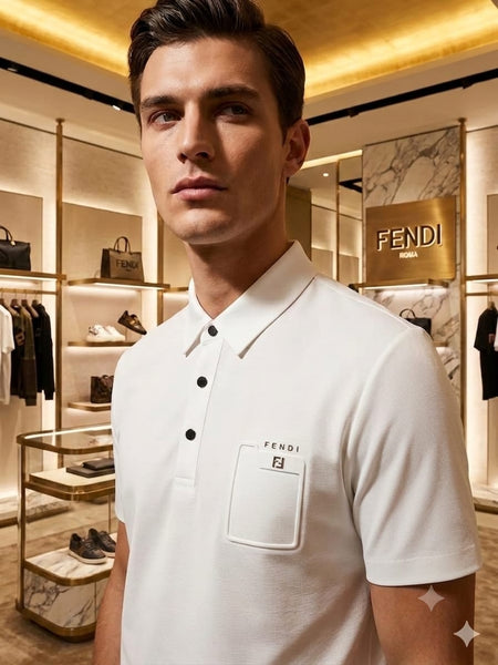 Premium White Polo T-Shirt with Signature Pocket Detail – Elegant Smart Casual Wear