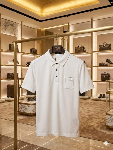 Premium White Polo T-Shirt with Signature Pocket Detail – Elegant Smart Casual Wear