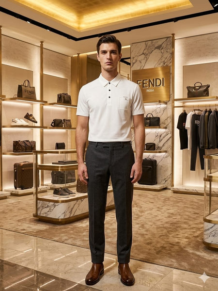 Premium White Polo T-Shirt with Signature Pocket Detail – Elegant Smart Casual Wear