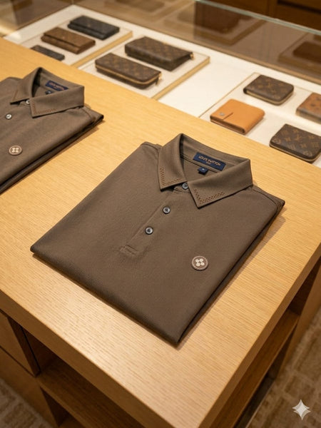 Luxury Brown Polo Shirt for Men – Smart Fit Designer Casual Tee