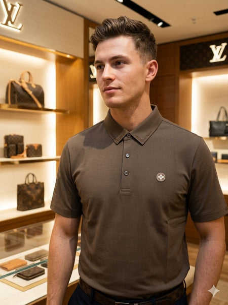 Luxury Brown Polo Shirt for Men – Smart Fit Designer Casual Tee