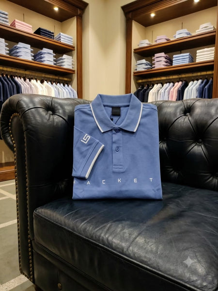 Premium Brand Signature Sky Blue Polo Shirt Smart Casual Style