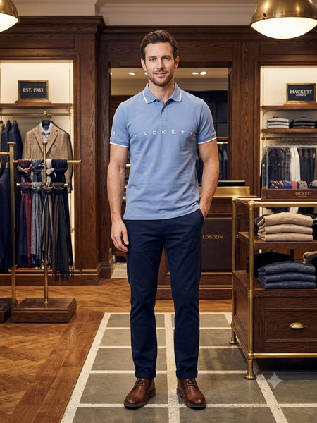 Premium Brand Signature Sky Blue Polo Shirt Smart Casual Style