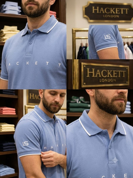 Premium Brand Signature Sky Blue Polo Shirt Smart Casual Style