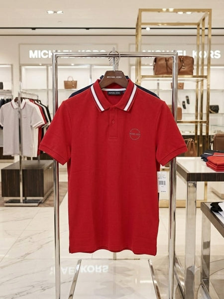 Men's Red Premium Polo T-Shirt with Contrast Tipped Collar