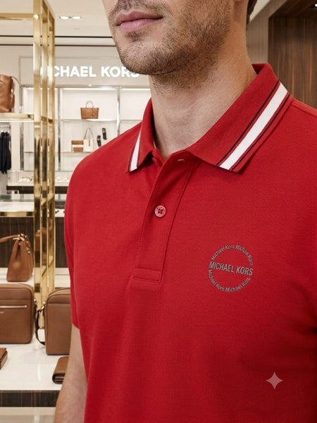 Men's Red Premium Polo T-Shirt with Contrast Tipped Collar