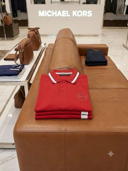 Men's Red Premium Polo T-Shirt with Contrast Tipped Collar