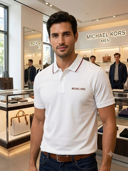 Men's White Premium Polo T-Shirt with Contrast Tipped Collar