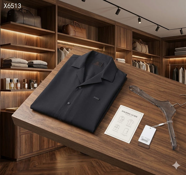 Men's Premium Black Cuban Collar Half Sleeve Casual Shirt