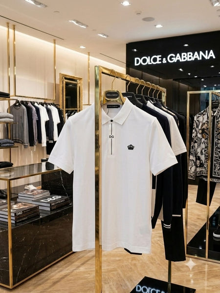 Men's White  Premium Polo T-Shirt with Signature Crown Logo