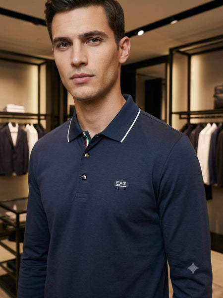 Premium Men's White Full Sleeve Polo T-Shirt – Elegant & Comfortable