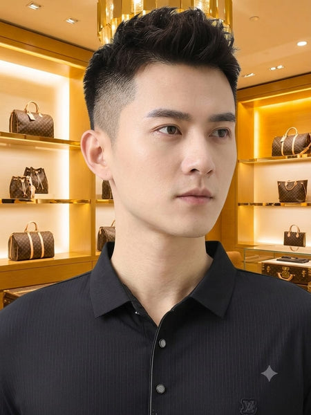 Men’s Black Ribbed Polo T-Shirt | Premium Classic Fit | Luxury Casual Wear