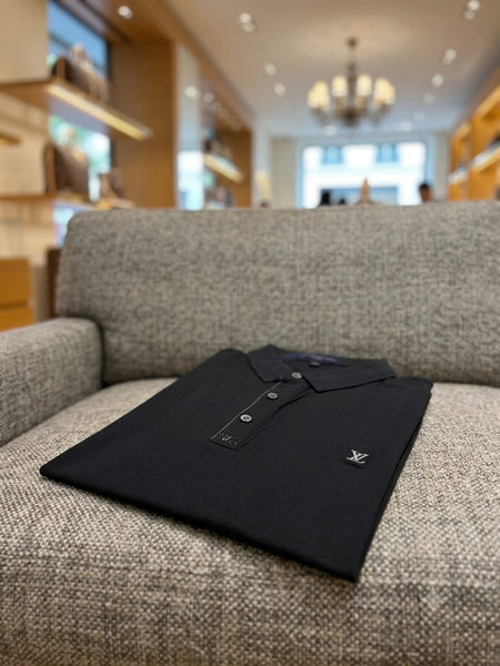 Men’s Black Ribbed Polo T-Shirt | Premium Classic Fit | Luxury Casual Wear
